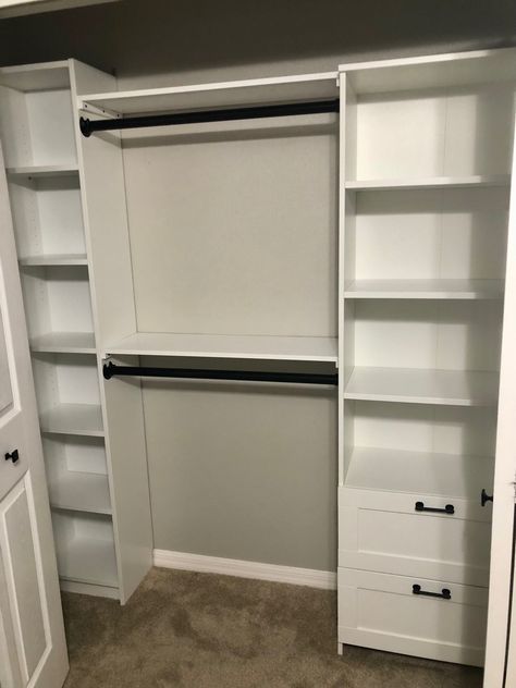 Custom closet on a budget, using ikea bookcases Brimnes Closet Hack, Brimnes Bookcase Hack, Ikea Brimnes Bookcase Hack, Ikea Brimnes Bookcase, Brimnes Closet, Billy Bookcase Closet, Brimnes Bookcase, Ikea Brimnes Hack, Diy Closets