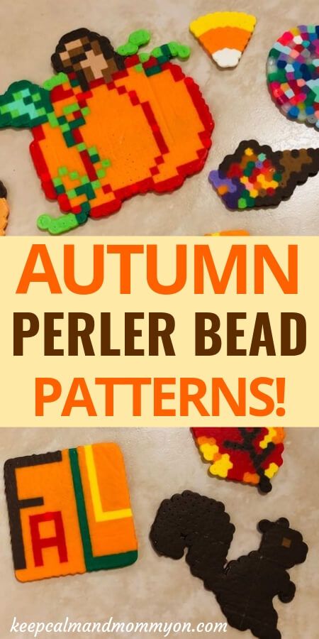 9 Autumn Perler Bead Patterns! - Keep Calm And Mommy On - Perler Bead Ideas - Fall Perler Beads - Perler Bead Pumpkin - Perler Bead Turkery - Perler Bead Patterns - Fall Activities For Kids - Fall Fine Motor Skills Fall Fuse Bead Patterns, Autumn Perler Bead Patterns, Holiday Perler Bead Patterns, Pumpkin Perler Bead Patterns, Thanksgiving Perler Bead Patterns, Fall Perler Beads, Fall Perler Bead Patterns, Halloween Perler Bead Patterns, Fall Activity For Kids