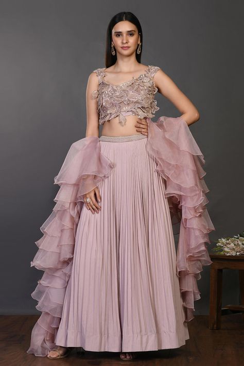 Organza Cutwork, Peplum Lehenga, Pleated Lehenga, Ruffle Dupatta, Pink Lehenga, Embroidered Lehenga, Designer Gowns, Cut Work, Festival Wear