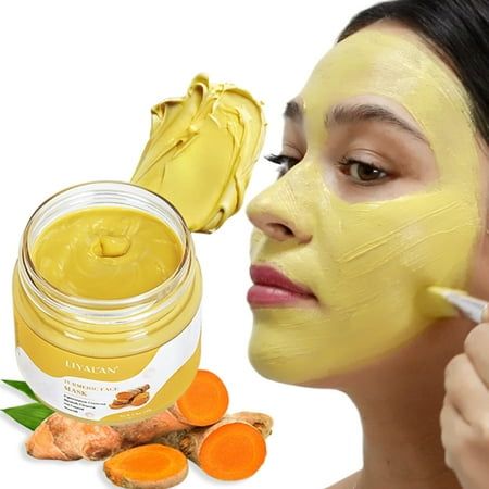 LIYAL'AN Turmeric clay mask is workable for cleaning while helping to soothe various conditions such as acne and eczema. Brightening turmeric clay facial mask:Suitable for all skin types,Brightens dull complexions,Help clear the appearance of problem skin,Gentle exfoliates and softens Skin,Hydrate and Tone. Bentonite and Kaolin Key Ingredients: Bentonite clay is used to detoxify the skin. It is a natural clay that is used to absorb all the oil, dirt, and toxins from the skin. It also contains mi Green Tea Face Mask, Turmeric Mask, Turmeric Vitamins, Turmeric Face, Problem Skin, Acne Face Mask, Skin Care Face Mask, Herbal Healing, Acne Facial