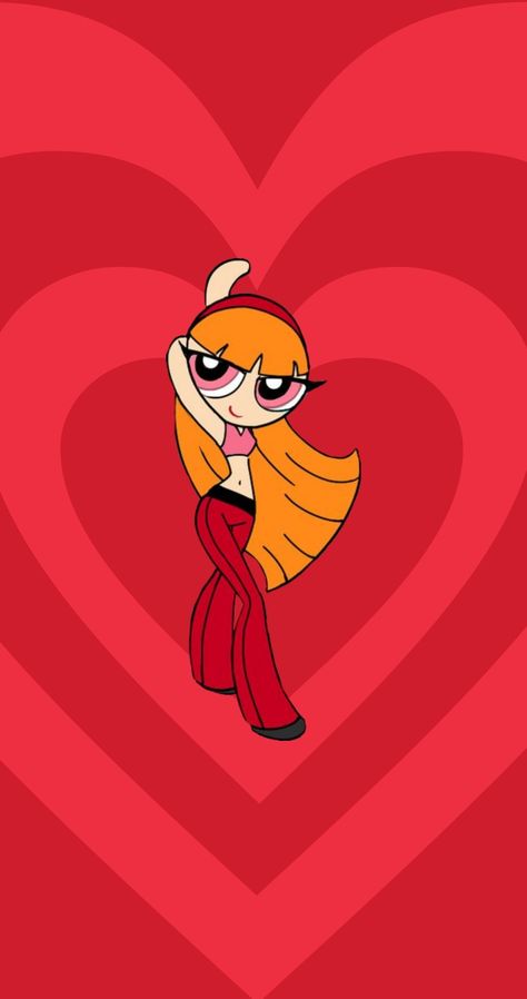 Powerpuff Kızları Blossom, Powerpuff Blossom Aesthetic, Powerpuff Girls Aesthetic Blossom, Blossom Wallpaper Powerpuff, Red Cartoon Wallpaper, Blossom Aesthetic Powerpuff, Blossom Powerpuff Girls Aesthetic, Red Hearts Wallpaper, Powerpuff Wallpaper