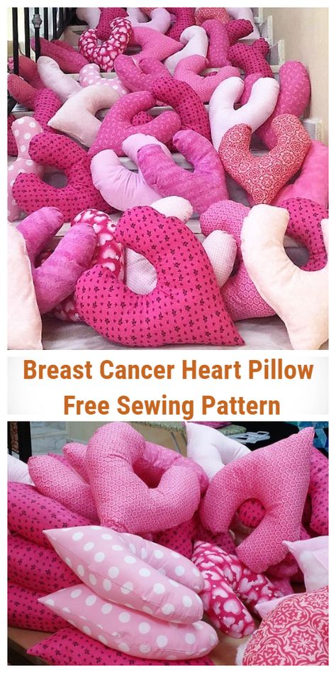 Mastectomy Pillow Pattern Free, Pink Ribbon Crafts, Chemo Port Pillow, Fabric Art Diy, Mastectomy Pillow, Heart Pillows, Free Sewing Pattern, Heart Pillow, Craft Show Ideas