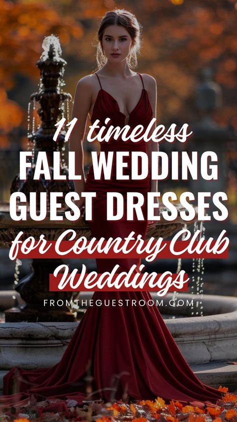 Looking for the perfect country wedding guest dresses this fall? Embrace the season’s rich colors, cozy fabrics, and stylish layers. From elegant country club settings to charming outdoor ceremonies… November Formal Wedding Guest Dress, Wedding Guest Dress Country Club, Country Club Wedding Guest Outfit, Fall Wedding Guest Outfit November, Barn Wedding Guest Outfit, Wedding Guest Dresses For Fall, Country Wedding Guest Dress, Fall Wedding Guest Dresses, Midi Wedding Guest Dress