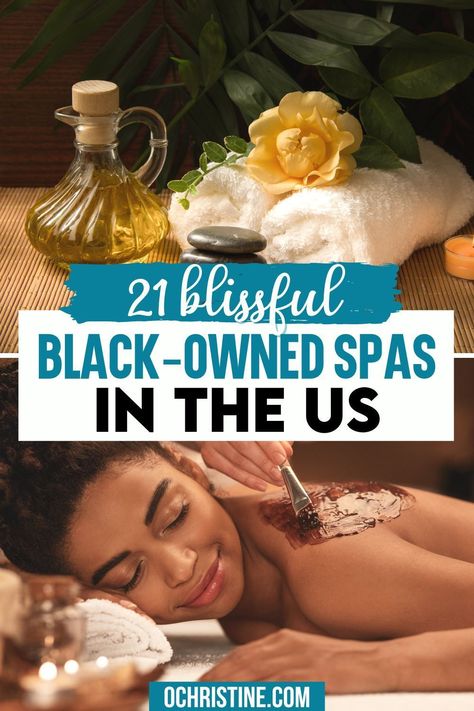 21 Blissful Black-Owned Spas in the US | Here's the list of US Black-owned spas you should try for your next self-care getaway or wellness session. Click to learn how you can grant yourself relaxation bliss while supporting Black-owned businesses in your area. | best spas in the us | best spas usa | wellness getaways in the us | spa retreat usa | spa vacations in us | spa retreat in the us | spa destinations usa | wellness travel | Best Spas In The Us, Spa Services Ideas, Spa Retreats, Black Designers, Wellness Space, Greek Travel, Support Black Business, Daily Holidays, Wellness Travel