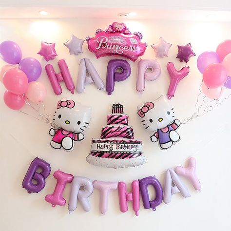 Kitty Birthday Decorations, Hello Kitty Balloons, Hello Kitty Birthday Decorations, Hello Kitty Theme Party, Hello Kitty Decorations, Girls Birthday Party Decorations, Hello Kitty Birthday Party, Kitten Birthday, Hello Kitty Themes