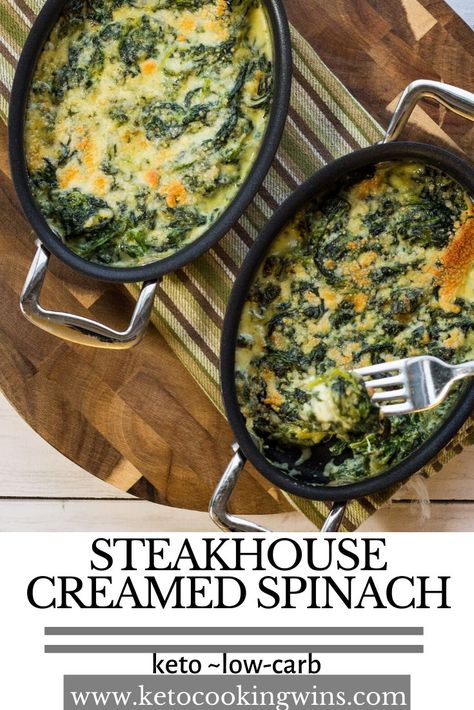 Simple Creamed Spinach, Baked Cream Spinach Recipe, Low Carb Creamed Spinach, Cream Spinach Recipe Easy With Milk, Side Spinach Recipes, Keto Cream Spinach Recipe Easy, Easy Spinach Side Dishes, Steakhouse Spinach Recipe, Low Carb Spinach Recipes