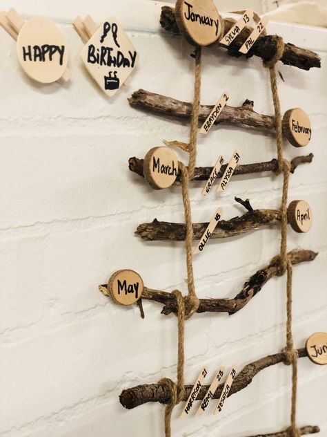 Regio Emilia Birthday Board, Reggio Emilia Birthday Display, Birthday Chart Ideas For Preschool, Reggio Birthday Display, Birthday Charts Childcare, Curiosity Approach Display Boards, Nature Based Classroom, Class Birthday Display, Birthday Board Classroom