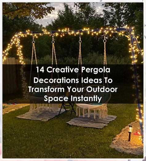 Transform your outdoor space instantly with these 14 creative pergola decorations ideas! Discover how to enhance your pergola with stunning designs that elevate your garden or patio ambiance. From vibrant hanging plants to twinkling fairy lights, these innovative decorations will inspire you to create a cozy and inviting atmosphere. Explore unique styles and tips to make your pergola the centerpiece of your outdoor oasis today! Pergola Decorations, Hanging Flowers, Outdoor Oasis, Decorations Ideas, Backyard Decor, Unique Styles, Hanging Plants, Fairy Lights, Outdoor Space