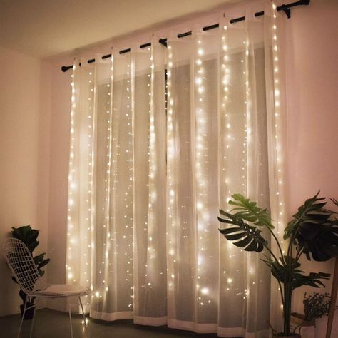 Curtains With Lights, Christmas Light Curtains, Led Curtain Lights, Light Party, Christmas Garlands, Led Curtain, Curtain String Lights, Party Garden, Merry Christmas Decoration