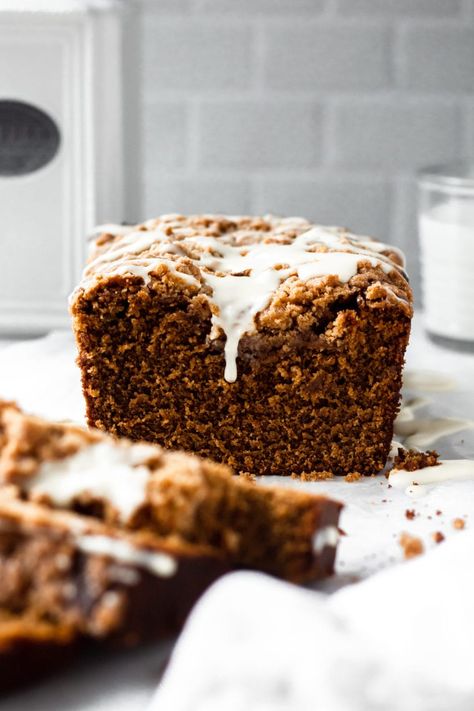 Gingerbread Loaf with Cream Cheese Glaze - Baran Bakery Gingerbread Loaf, Carrot Bread, Cream Cheese Glaze, Best Banana Bread, Sweet Breads, Christmas Dishes, Glaze Recipe, Loaf Cake, Quick Breads