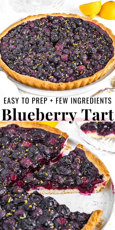 Easy Crust Recipe, Blueberry Tart Recipe, Easy Tart Recipes, Vegan Pancake Recipes, Plant Based School, Canned Blueberries, Fruit Tart Recipe, Sweet Sunday, Blueberry Tart