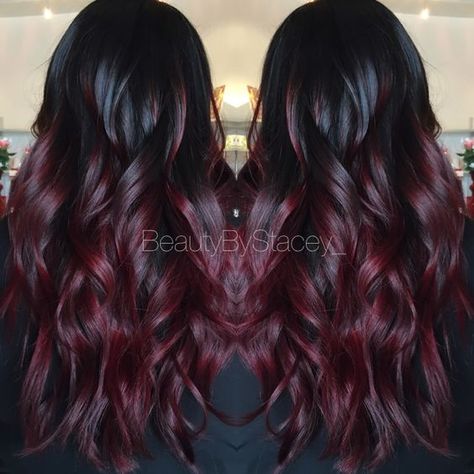 Burgundy Hair Colors & Styles Burgundy Balayage, Red Ombre Hair, Brown Ombre Hair, Hair Color Burgundy, Red Highlights, Ombré Hair, Pinterest Hair, Hair Balayage, Burgundy Hair