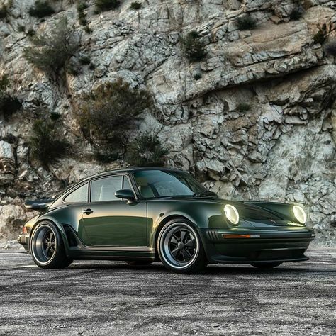 Singer Porsche, Singer Vehicle Design, Model Cars Collection, Porsche 964, Exclusive Cars, Fancy Cars, S Car, Car Collection, Green Leather