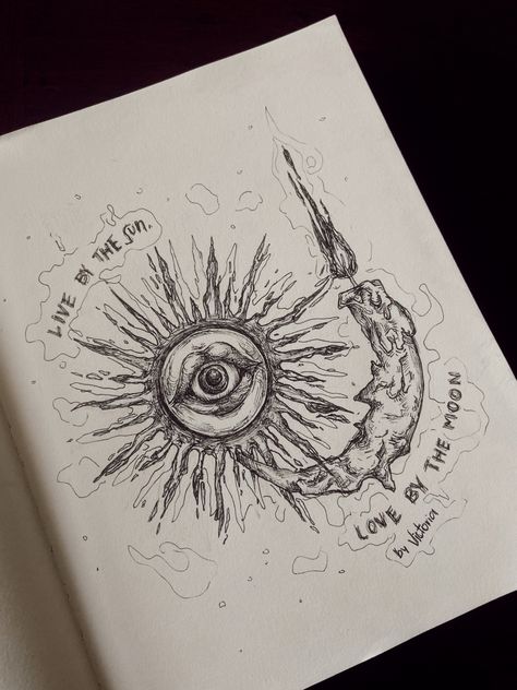 Art Asthetics Drawings, Sun And Moon Ink Drawing, Sun Ideas Drawing, Vintage Aesthetic Drawings Easy, The Sun And The Moon Drawing, Weird Sun Drawing, Art Inspo Aesthetic Sketch Grunge, Sun Sketch Aesthetic, Mystical Art Drawings