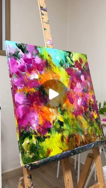 Acrylic Painting Floral Abstract, Acrylic Painting Videos On Canvas, Abstract Flower Painting Tutorial, Arcliyc Painting Flower, Abstract Textured Flower Painting, Woodland Pictures, How To Paint Flowers With Palette Knife, Loose Acrylic Florals, Abstract Painting Diy