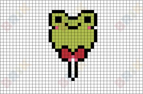 Pixel Art Pattern Frog, Pixel Art Ideas Cute Mini, Cute Mini Pixel Art, Frog Hama Beads, Frog Pixel Art Grid, Pixel Art Frogs, Cute Frog Pixel Art, Frog Perler Bead Pattern, Cute Pixel Art Kawaii