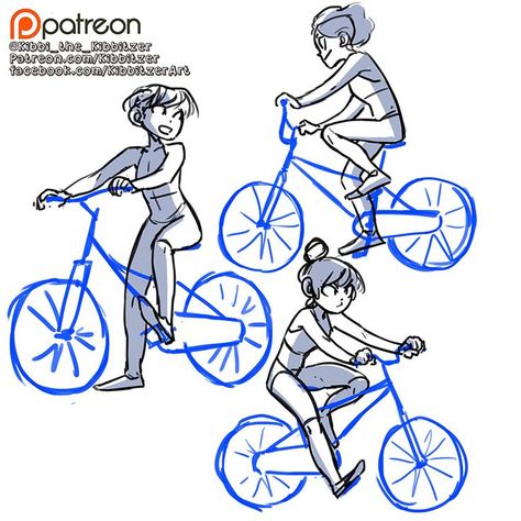 Biking Reference, Bike Drawing, Reference Sheet, Poses References, Figure Drawing Reference, Art Poses, Art Tutorials Drawing, Anime Poses Reference, Drawing Base