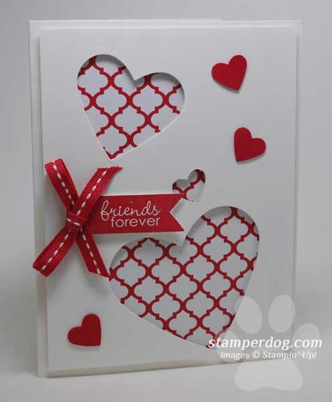 Masculine Valentines Cards Handmade, Stampin Up Valentine Cards, Hearts Card, Valentine Love Cards, Valentine Cards Handmade, Valentine Hearts, Handmade Valentine, Simple Valentine, Valentine Card