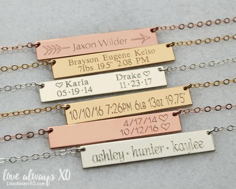 Etsy Mom necklace, new mom jewelry, mom necklace with kid name, personalized necklace for mom, Personaliz Girlfriend Necklace Gift, Necklace With Kids Names, Bar Necklace Gold, Custom Bar Necklace, Cactus Necklace, Rose Gold Bar, Bar Necklace Personalized, Silver Bar Necklace, Custom Bar