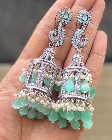 Just rs 2200+ship ....frndb Victorian American diamond Jhumki jhumka earrings..Ad diamond and cz bird caze and tomb designs Jhumki Earrings with pearls Earrings With Suit, White Jwellery, Desi Suits, Pearl Jhumkas, Youtube Shorts Video, Chunky Jewellery, Bridal Jewelry Sets Brides, Indian Wedding Jewelry Sets, Artificial Jewelry