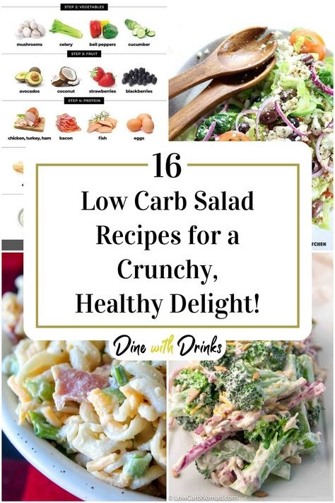 Collage of 4 low carb salad recipes. No Carb Salad, Carb Salad Recipes, Low Carb Salad Recipes, Salad Recipes Low Carb, 30 Diet, Low Carb Lifestyle, Salad Inspiration, Healthy Low Carb, Whole 30 Diet