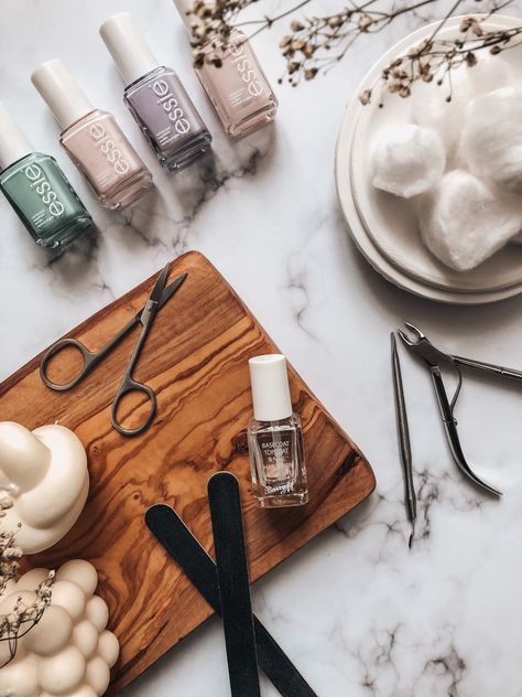 An Essential Guide To The Perfect At-Home Manicure - The Summer Study Nail Products Photography, Nail Salon Photography, Nail Salon Marketing, Beauty Salon Photography, Nail Desks, Nail Polish Photography, Nail Salon Branding, Nail Branding, Nail Photography