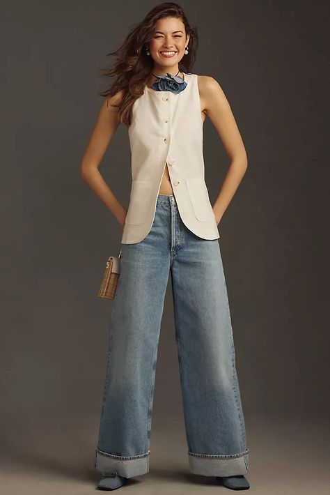 Women's Tops, Blouses, Tees and Tanks | Anthropologie Waistcoat Outfit, Eyelet Skirt, Anthropologie Uk, Tie Dye Sweater, Evening Routine, Clothing Inspiration, Chicago Wedding, 50 Fashion, Summer 2024