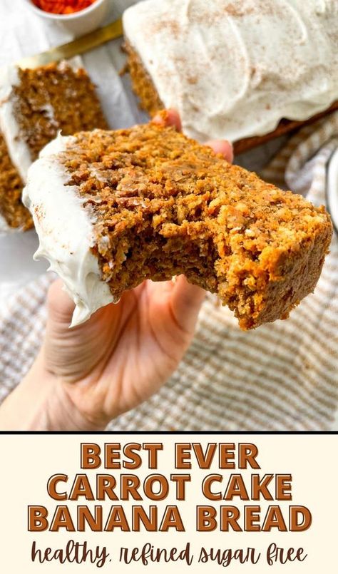 Vegan Carrot Cake Banana Bread, Healthy Carrot Cake Dessert, Paleo Carrot Cake Banana Bread, Gluten Free Carrot Banana Bread, Carrot Cake Banana Bread Healthy, Banana And Carrot Cake Recipe, Vegan Carrot Bread, Banana Carrot Coconut Bread, Healthy Banana Carrot Bread