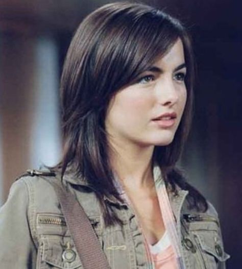 Pictures of Camilla Belle with side swept bangs | Camilla Bella Hairstyles: Side-parted Medium Straight Haircut Camila Belle, Medium Straight Haircut, When A Stranger Calls, Belle Hairstyle, Camilla Belle, Straight Hair Cuts, Latest Short Hairstyles, Long Hair Girl, Medium Hair Cuts