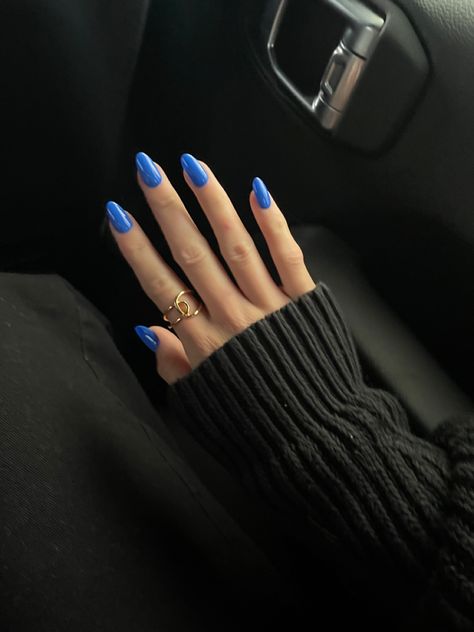 Honolulu Blue Nails, Denim Blue Nails, Indian Nails, Mykonos Blue, Short Almond Nails, Persian Blue, Nails Summer, Nail Inspiration, Blue Nails