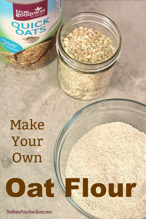 Homemade Oat Flour, Make Your Own Flour, How To Make Flour, Food Finger, Oatmeal Flour, Oat Flour Recipes, Oat Milk Recipe, Whole Grain Flour, Flour Alternatives