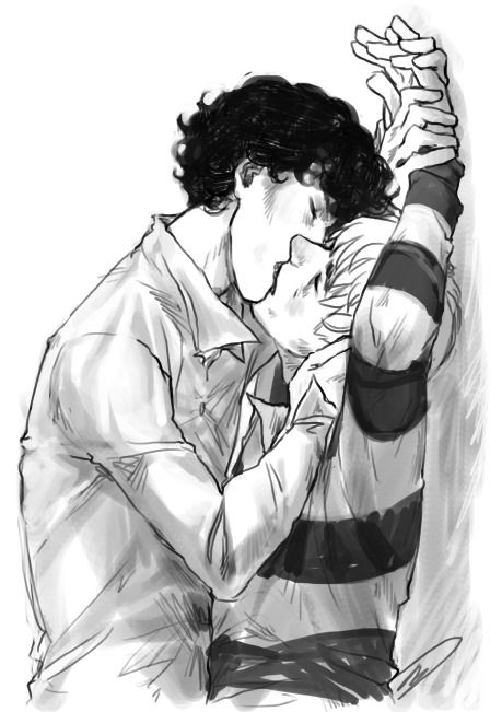 time to go to bed the-jewellers-hands: could you please draw Sherlock pinning John’s hands against a wall above him and kissing him? :D Johnlock Fanart, Sherlock Holmes John Watson, John Lock, Sherlock Art, Watson Sherlock, Benedict And Martin, Sherlock Holmes Bbc, Sherlock Fanart, Sherlock Fandom