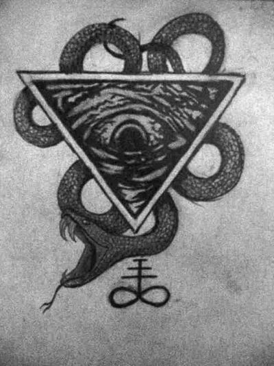 Upside down Eye of Providence + snake and alchemical symbol Asmodeus Tattoo, Devilish Drawings, Pyramid Tattoo, Occult Tattoo, Alchemic Symbols, Occult Symbols, Occult Art, Deathly Hallows Tattoo, Tattoos With Meaning