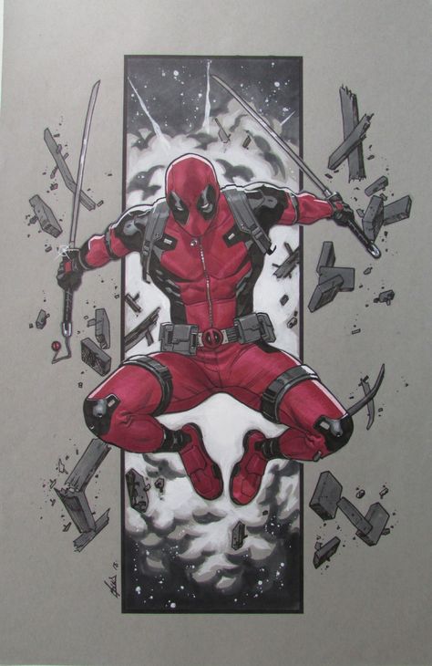 Deadpool Rob Liefeld, Deadpool Vs Wolverine Comic Art, Deadpool Full Body Drawing, Deadpool And Wolverine Sketch, Comic Panel Tattoo, Deadpool Comic Art, Deadpool Sketch, Deadpool Fanart, Wolverine Comic Art