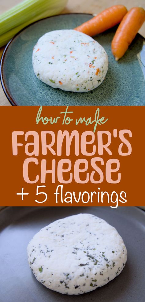 How to make a simple farmer's cheese with flavorings Farmers Cheese Recipes, Cream Cheese Substitute, Cheese Recipes Homemade, Farmer’s Cheese, Farm Cheese, Goat Milk Recipes, Butter Making, Homegrown Food, Farmers Cheese