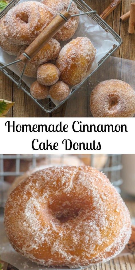 Homemade Cinnamon Cake Donuts, no yeast makes these fast and easy and so delicious. #donuts #cakedonuts #snack #dessert #doughnuts Homemade Cinnamon Cake, Donuts No Yeast, Doughnut Recipe Easy, Cake Cinnamon, Cake Donuts Recipe, Easy Donut Recipe, Homemade Donuts Recipe, Easy Donuts, Homemade Doughnuts