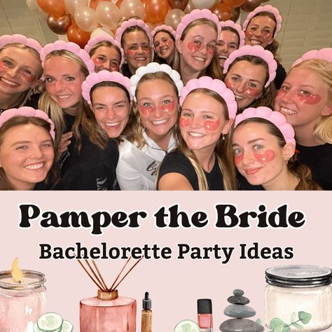 This fun bachelorette party theme helps you "pamper the bride" before her big day! Sit back, relax, and spa your way to the wedding day! Sister Bachelorette Party, Spa Hen Party, Bachelorette Wellness Weekend, Bachelorette Spa Party Ideas, Spa Day Bachelorette Party Ideas, Bridal Spa Party, Bachelorette Party Spa Theme, Bachelorette Sleepover Theme, Bachelorette Party Spa Day