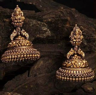 Jumkhas Antique, Temple Design Jumkhas, Temple Jumkhas, Temple Gold Jumkas, Antique Gold Earrings Jhumka, Jimmiki Earrings Gold Antique, Antique Buttalu Earrings Gold, Buttalu Earrings Gold Nakshi, Temple Jewellery Earrings Gold