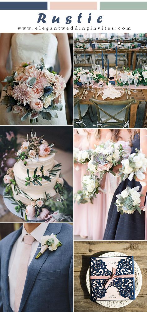 elegant rustic navy blue and blush pink wedding colors Blush Navy Blue Wedding, Navy And Beige Wedding Color Schemes, May Rustic Wedding Colors, Navy Blue Blush Pink White Wedding, Navy And Blush Fall Wedding, Dust Rose And Navy Blue Wedding, Navy And Blush Wedding Colors, Navy And Blush Rustic Wedding, Sapphire And Pink Wedding Theme