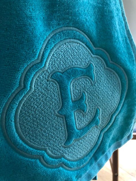 Monogram Machine Embroidery on Beach Towels - Sulky Monogram Machine Embroidery, Embroidery Towels, Embroidered Sheets, Beach Monogram, Towel Embroidery Designs, Women Towel, Embroidery Items, Monogram Machine, Monogrammed Beach Towels