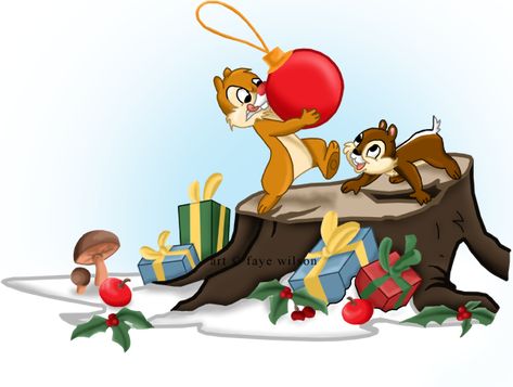 Chip And Dale Christmas, Disney Merry Christmas, Disney Chip, Paris Artwork, Christmas Cutouts, Chip N Dale, Christmas Disney, Disney Images, Christmas Rock