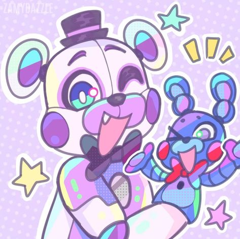 Art by Zamydazzle on Twitter Bon Bon Fnaf, Kawaii Astetic, Fnaf Golden Freddy, Funtime Freddy, Fnaf 5, Fnaf Oc, Fnaf Freddy, Fnaf Sl, Fnaf Sister Location