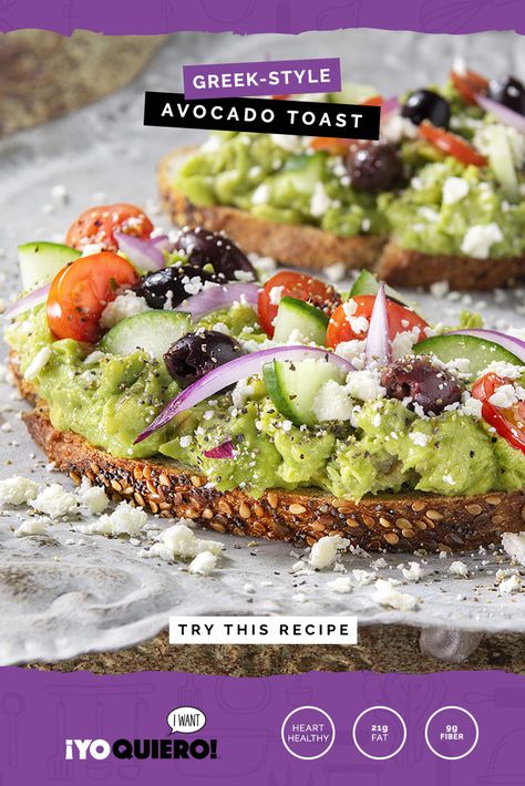 Greek-Style Avocado Toast is an open-faced sandwich you need to get your hands on. The extra ingredients in the mix put standard avocado toast over the top. So much flavor!