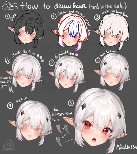 Drawing Tutorial Step By Step, Digital Hair, Drawing Hair Tutorial, Digital Painting Techniques, Anime Tutorial, Art Advice, Digital Art Beginner, Hair Brushes, Poses References