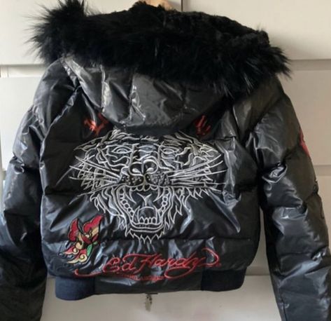 Ed Hardy Puffer Jacket, Tiger Jacket, Ed Hardy Tiger, Concept Clothing, Fits Clothes, 2000s Fashion Outfits, Swaggy Outfits, Ed Hardy, Edgy Outfits