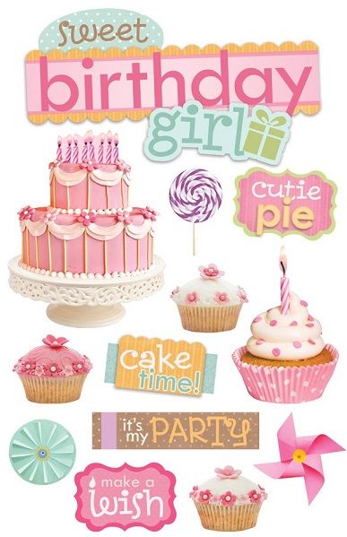 Birthday Girl 3D Scrapbooking Glitter Stickers Free Ephemera, Cricut Templates, Sticker Printable, Happy Birthday Printable, Birthday Scrapbook, Scrapbook Stuff, Sweet Birthday, Paper House, Birthday Clipart