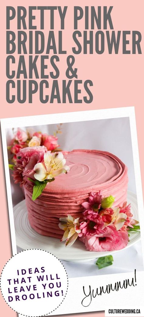 15 Pretty Pink Bridal Shower Cake And Cupcakes Bridal Shower Cake Ideas Elegant, Pink Bridal Shower Cake, Bridal Shower Cake Ideas, Pink Champagne Cupcakes, Wedding Shower Cake, Pink Dessert Tables, Pink Champagne Cake, Wedding Shower Cakes, Cupcakes Wedding