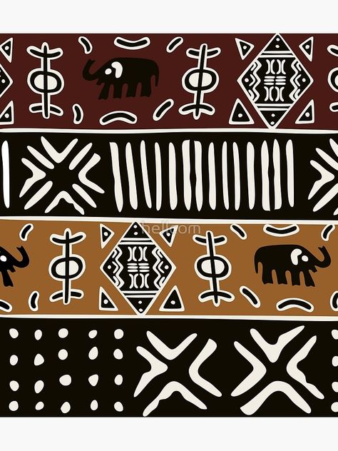 "African mud cloth with elephants" Poster by hellcom | Redbubble Elephant Print Art, African Inspired Decor, Elephant Poster, African Pattern Design, African Rugs, Afrique Art, Elephant Canvas, African Home Decor, Afrocentric Art