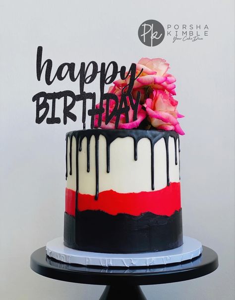 Red Black And White Graduation Cake, Red Black Cake Birthday, Red And Black Cake Design, Red And Black Cake For Men, Red Birthday Cake For Men, Red Black White Cake, Black And Red Cake Ideas, Red Black And White Cake, Red And Black Birthday Cake