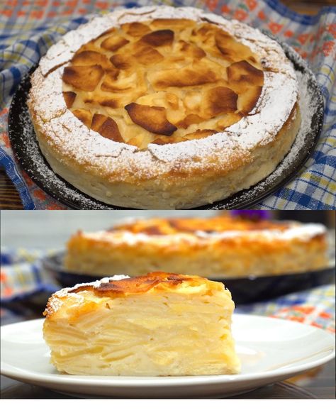 Delicious French Apple Pie - Greenku Recipes Apple Flan Recipe, French Apple Pie With Icing, Russian Apple Pie, French Apple Custard Pie, French Apple Pie, Apple Custard Pie, Swedish Apple Pie, Apple Pie Filling Recipes, Apple Custard